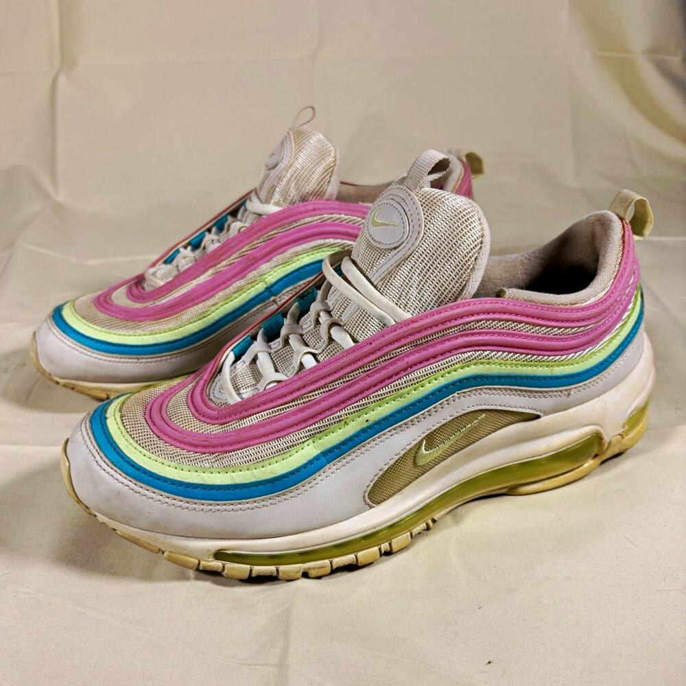 Nike Air Max 97 "Easter" White Pink Blue Green Low Top Sneakers CW7017-100 W10